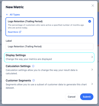 Display Settings for Charts 1